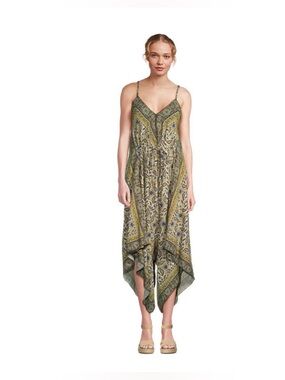 World Market $40 NWT Goa Multicolor Paisley Scarf Print Jumpsuit S/M 100% Rayon